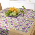 thumbnail image 1 of Ambesonne Natural Table Runner & Placemats, Botanic Leaf Pattern, Placemat 4 pcs + Runner 16"x72", Pink Purple Lime Green, 1 of 2