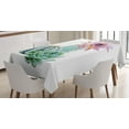 thumbnail image 1 of Ambesonne Natural Tablecloth Rectangular Table Cover, Cactus Flower and Spike, 60"x90", Pink Green and Blue, 1 of 4