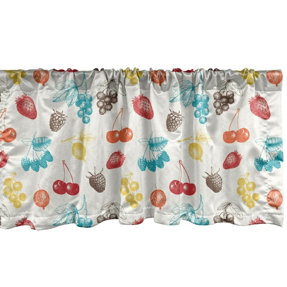 Ambesonne Natural Window Valance, Colorful Different Fruits, 54" X 12", Multicolor