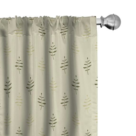 Ambesonne Nature Window Curtains, Retro Vintage Abstract Leaf, Each 28" W x 84" L, Grey Yellow and Green Brown