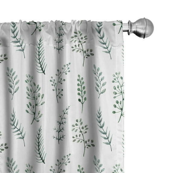 Ambesonne Nature Window Curtains, Watercolor Botanical Herbs, Each 28" W x 84" L, Teal Multicolor