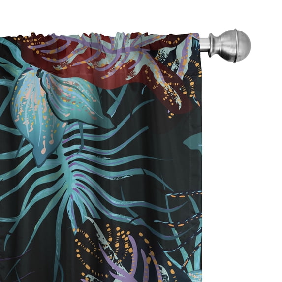 Ambesonne Nature Abstract Curtains, Psychedelic Jungle, Pair of 28"x95", Sea Blue Burgundy Black