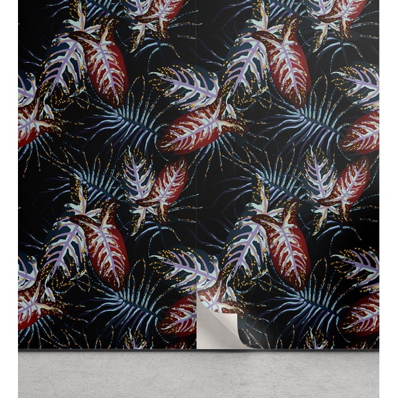 Ambesonne Nature Abstract Peel & Stick Wallpaper for Home, Psychedelic Forrest, 13"x72", Ruby Deep Sky Blue Black