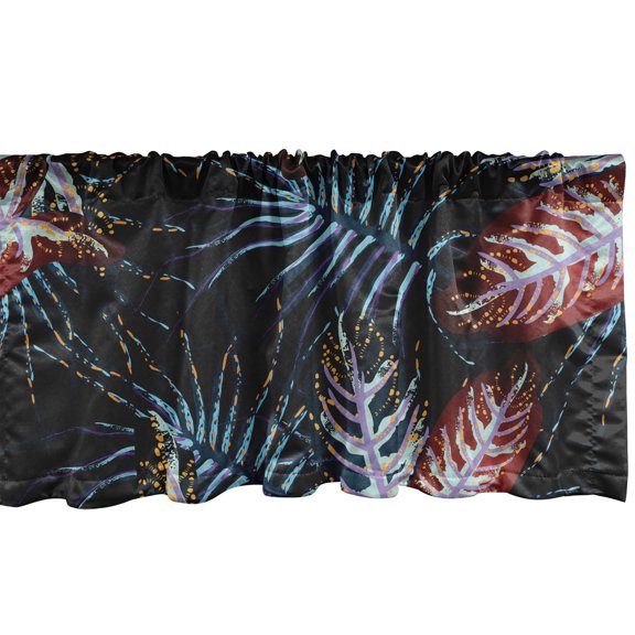 Ambesonne Nature Abstract Window Valance with Rod Pocket, Psychedelic Forrest, 54" x 12", Ruby Deep Sky Blue Black