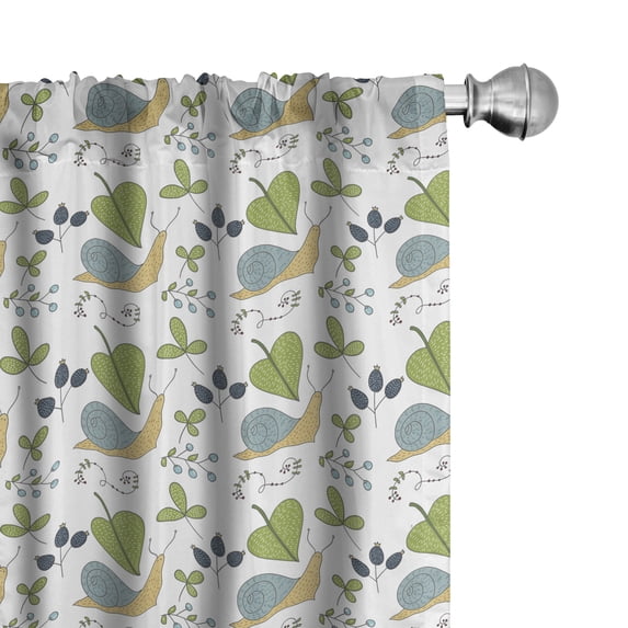 Ambesonne Nature Art 4-Panel Curtains, Botanical Forest Leaves, 56"x84", White and Multicolor