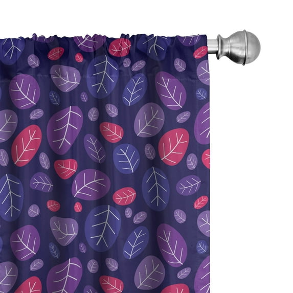 Ambesonne Nature Art Window Curtains, Summer Vibes Leaves Art, Each 28" W x 95" L, Indigo Purple Magenta