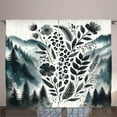 thumbnail image 1 of Ambesonne Nature Art Curtains 2 Panel Set, Mountains Nordic Floral, 108" x 63", Dark Petrol Blue White, 1 of 3