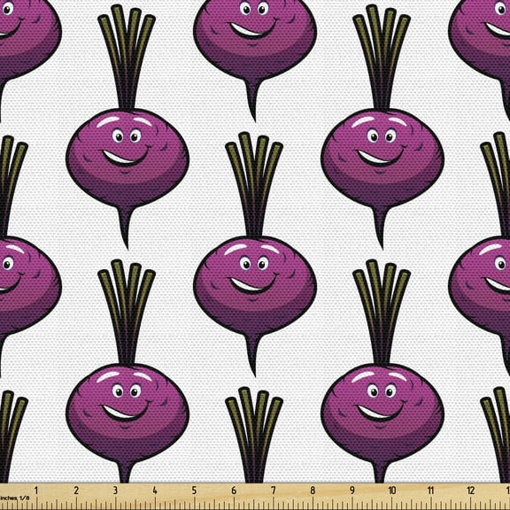 Ambesonne Nature Art Fabric by the Yard Upholstery, Human Like Purple Beet, 1 Yard, Multicolor