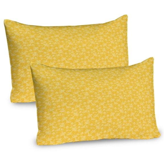 Ambesonne Nature Art Pillow Sham 2 Pack, Magnolia Blossoms Design, 36"x20", Mustard Pastel Yellow