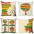 thumbnail image 1 of Ambesonne Nature Art Throw Pillow Cover 4 Pack, Creative Colorful Forest, 16", Eggshell and Multicolor, 1 of 2