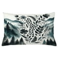thumbnail image 1 of Ambesonne Nature Art Throw Pillow Cushion Cover, Mountains Nordic Floral, 26" X 16", Dark Petrol Blue White, 1 of 2