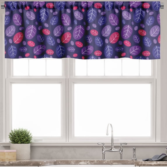 Ambesonne Nature Art Valance Pack of 2, Summer Vibes Leaves Art, 54"X18", Indigo Purple Magenta