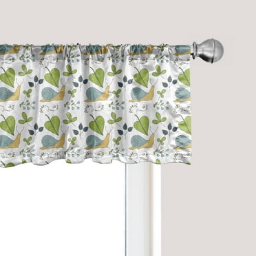 Ambesonne Nature Art Window Valance, Botanical Forest Leaves, 54" X 12", White and Multicolor