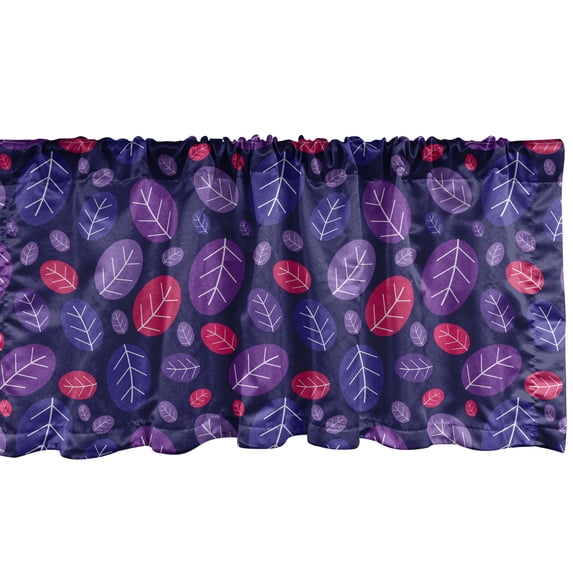 Ambesonne Nature Art Window Valance, Summer Vibes Leaves Art, 42" x 18", Indigo Purple Magenta