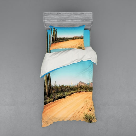 Ambesonne Nature Bedding Set 3 Pcs, American Desert Cactus, Twin XL, Multicolor