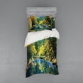 thumbnail image 1 of Ambesonne Nature Bedding Set 3 Pcs, Autumn Forest Landscape, Twin, Green Blue Yellow, 1 of 2