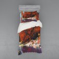 thumbnail image 1 of Ambesonne Nature Bedding Set 3 Pcs, Autumn Forest with Rock, Twin, Ginger Purple, 1 of 2