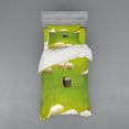 thumbnail image 1 of Ambesonne Nature Bedding Set 3 Pcs, Black Sheep White Goats, Twin, Fern Green Cream, 1 of 3