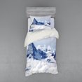 thumbnail image 1 of Ambesonne Nature Bedding Set 3 Pcs, Clouds on Summit Winter, Twin, Black and White, 1 of 3