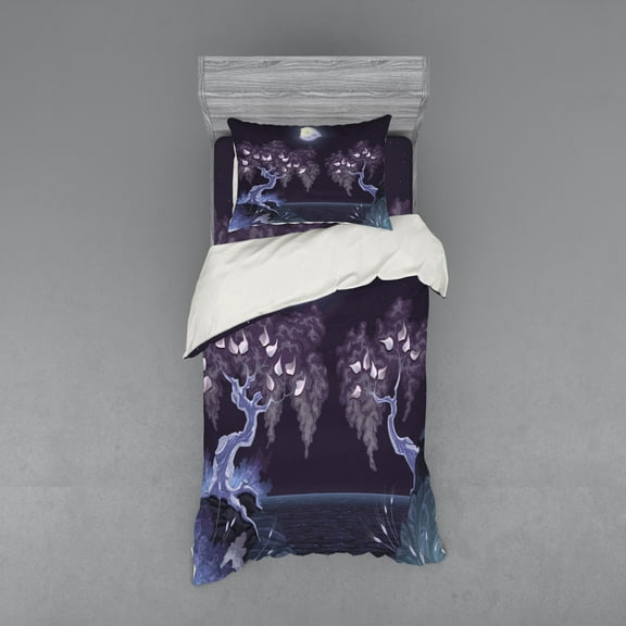 Ambesonne Nature Bedding Set 3 Pcs, Dramatic Night, Twin XL, Purple