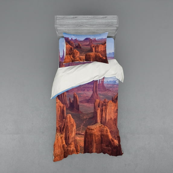 Ambesonne Nature Bedding Set 3 Pcs, South American Scenery, Twin, Brown Blue