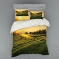 thumbnail image 1 of Ambesonne Nature Bedding Set 4 Pcs, Barley Woods Sunset, Queen, Green Yellow, 1 of 2