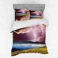 thumbnail image 1 of Ambesonne Nature Bedding Set 4 Pcs, Earth Storm Rays Rural, Queen, Green Pink Blue, 1 of 3