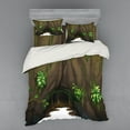 thumbnail image 1 of Ambesonne Nature Bedding Set 4 Pcs, Fantasy Tree Cave Moss, Queen, Fern Green Chocolate, 1 of 3