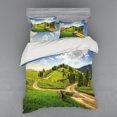 thumbnail image 1 of Ambesonne Nature Bedding Set 4 Pcs, Hillside Meadow Trees, Queen, Green Blue, 1 of 2