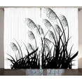 thumbnail image 1 of Ambesonne Nature Curtains 2 Panel Set, Bushes Wild Field, 108" x 90", White Black, 1 of 3