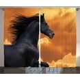 thumbnail image 1 of Ambesonne Nature Curtains 2 Panel Set, Galloping Friesian Horse, 108" x 84", Black Orange, 1 of 3