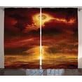 thumbnail image 1 of Ambesonne Nature Curtains 2 Panel Set, Storm Full Moon Beams, 108" x 84", Orange Yellow, 1 of 3