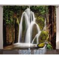 thumbnail image 1 of Ambesonne Nature Curtains 2 Panel Set, Waterfall Forest Cascade, 108" x 90", White Green, 1 of 3