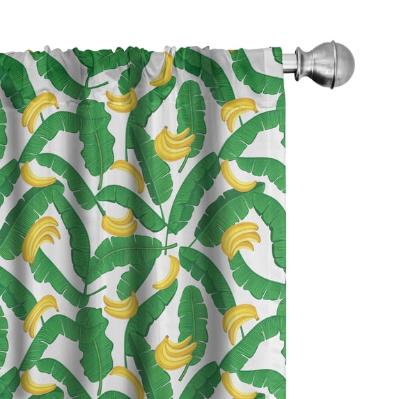 Ambesonne Nature Curtains, Banana Art, Pair of 28"x95", Hunter Green Yellow