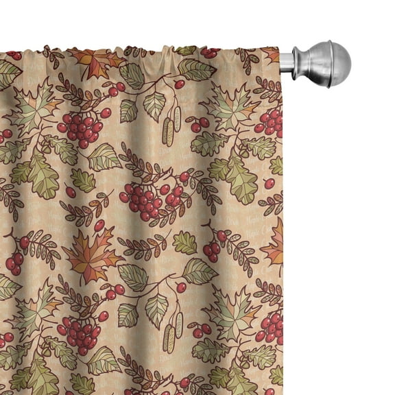 Ambesonne Nature Curtains, Berries Autumn Leaves, Pair of 28"x84", Multicolor