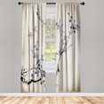 thumbnail image 1 of Ambesonne Nature Curtains, Birds Cherry Branches Style, Pair of 28"x84", Grey Yellow, 1 of 2