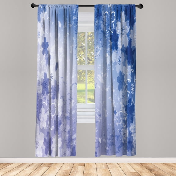 Ambesonne Nature Curtains, Cherry Blossoms Pattern Art, Pair of 28"x63", Dark Violet