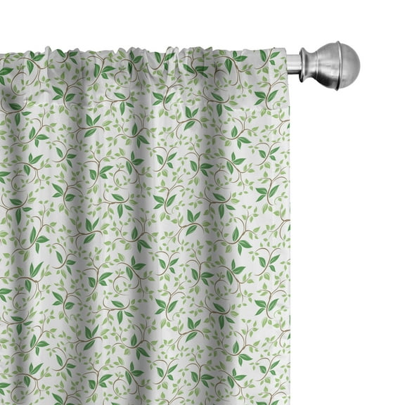 Ambesonne Nature Curtains, Ivy Green Leaves, Pair of 28"x95", Green Brown