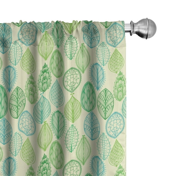 Ambesonne Nature Curtains, Leaves Forest Pattern, Pair of 28"x84", Multicolor