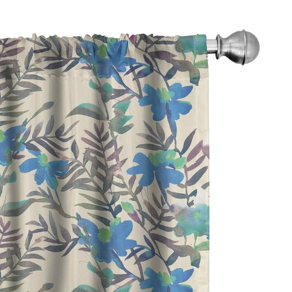 Ambesonne Nature Curtains, Marigold Flowers Watercolor, Pair of 28"x63", Sea Blue Pale Fuchsia