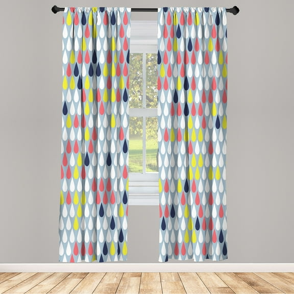 Ambesonne Nature Curtains, Minimalist Drops Pattern Art, Pair of 28"x63", Pale Teal