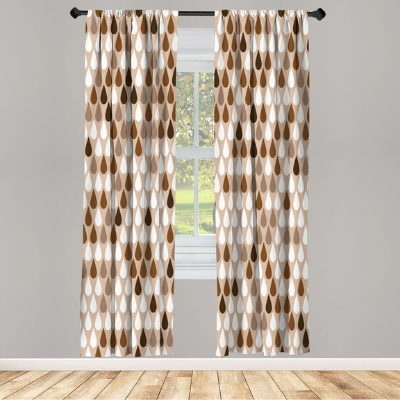 Ambesonne Nature Curtains, Minimalist Drops Pattern Art, Pair of 28"x84", Caramel Sepia