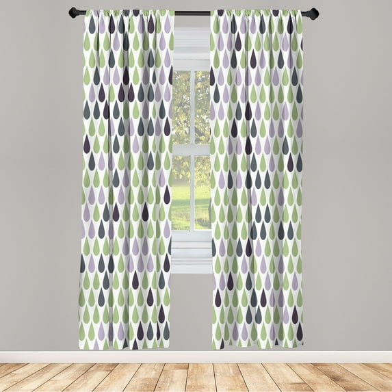 Ambesonne Nature Curtains, Minimalist Rain Drops Print, Pair of 28"x84", Pale Mauve