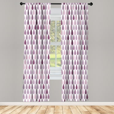 Ambesonne Nature Curtains, Minimalist Rain Drops Print, Pair of 28"x95", Purple Grey