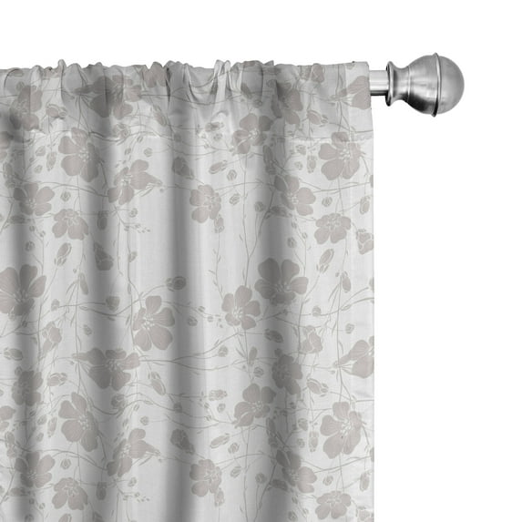 Ambesonne Nature Curtains, Romantic Home Flowers, Pair of 28"x63", Pale Grey
