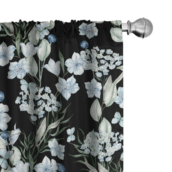 Ambesonne Nature Curtains, Rose Lavender Eucalyptus, Pair of 28"x63", Pale Green and Soft Blue