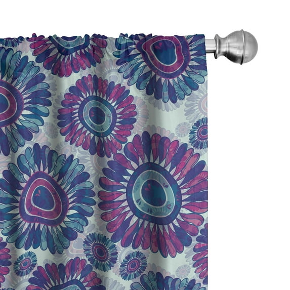 Ambesonne Nature Curtains, Sunflowers Plain Background, Pair of 28"x95", Yellow Cobalt Blue White