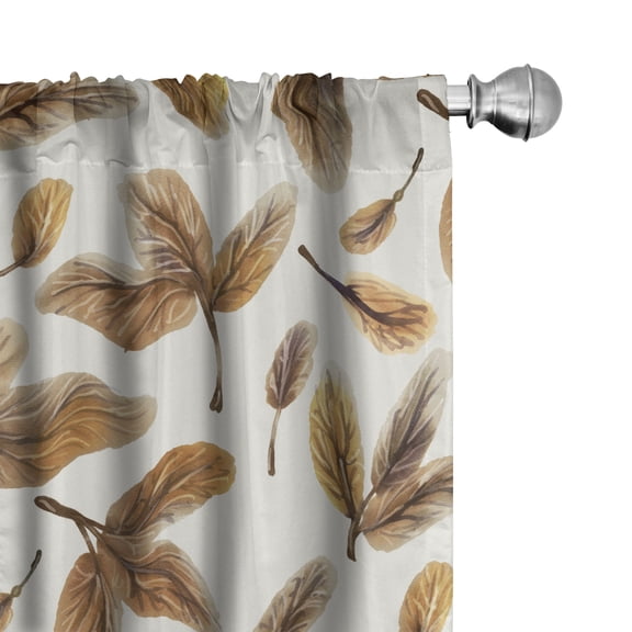 Ambesonne Nature Curtains, Watercolor Leaves Vintage, Pair of 28"x95", Pale Chocolate and Sepia