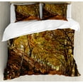 thumbnail image 1 of Ambesonne Nature Duvet Cover Set, Autumn Foliage Forest, Calking, Brown Amber Marigold, 1 of 3