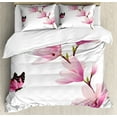 thumbnail image 1 of Ambesonne Nature Duvet Cover Set, Blossom Branch Flowers, Queen, Pink Maroon Burgundy, 1 of 3
